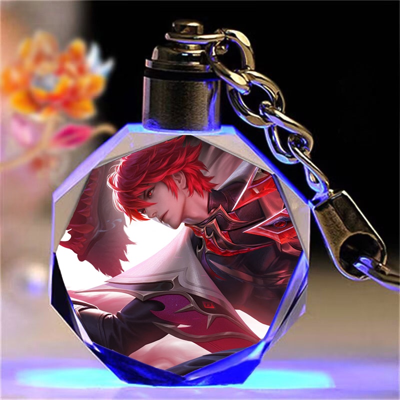King of Glory Keychain Birthday Gift for Men and Women, Souvenir, Glowing Crystal Backpack Pendant, Game Merchandise
