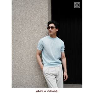 Wac Cotton Linen Mulberry Silk Slub Texture Imported Loom Round Neck Short-Sleeve T-Shirt