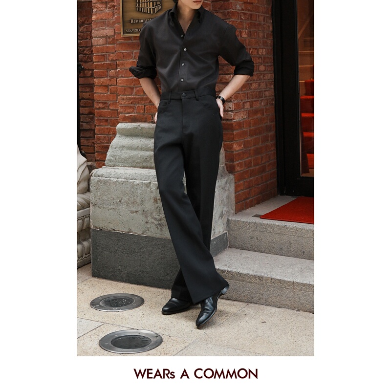 Wac Twill Silk Merino Wool Blend Slim Fit Bootcut Denim Casual Pants Wac Twill Silk Merino Wool Blend Slim Fit Bootcut Denim Casual Pants