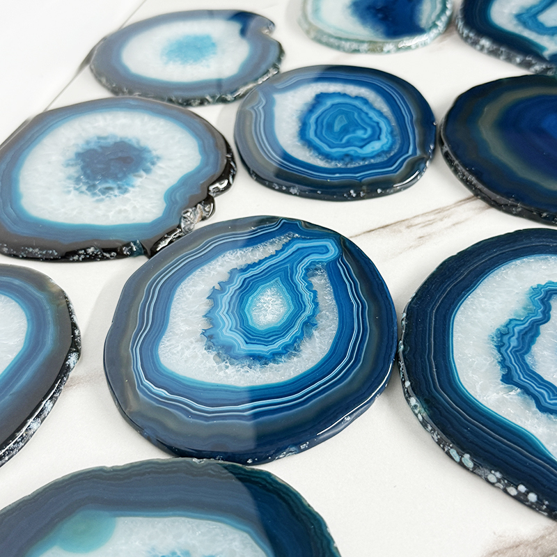 8-14cm Natural Blue Agate Slice Decorative Painting Peacock Blue-Green Creative Home Lighting Ornament Color Palette Board 8-14cm Natural Blue Agate Slice Decorative Painting Peacock Blue-Green Creative Home Lighting Ornament Color Palette Board