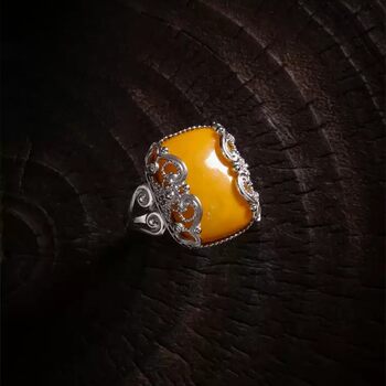 S925 silver rectangular beeswax pattern hollow ruyi ring retro distressed diversity j13113