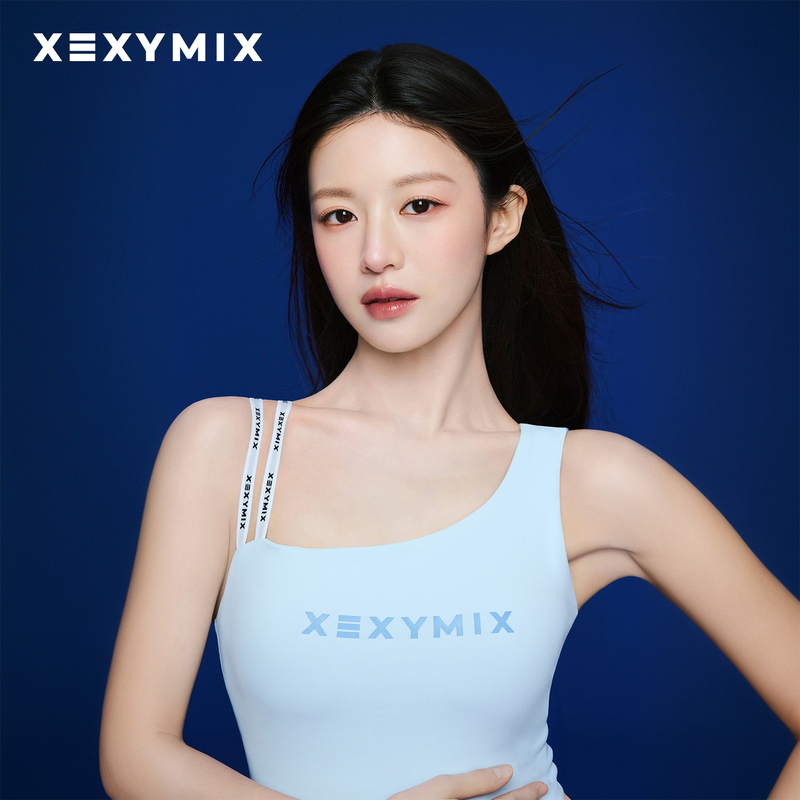 [Same Style as Gao Yunzhen] Xexymix Korean Printed Asymmetrical Vest with Chest Pads Yoga Wear