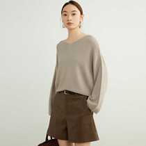 Wardrobe ready V-neck wool sweater for women 2024 autumn basic bottoming shirt for women loose long-sleeved sweater for women