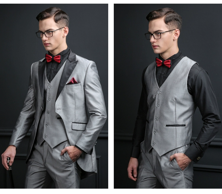 Nam tuxedo Suit tay áo Trình diễn Nhạc trưởng Trang phục Chú rể Váy cưới Ba mảnh Host Suit Nam áo khoác blazer nam