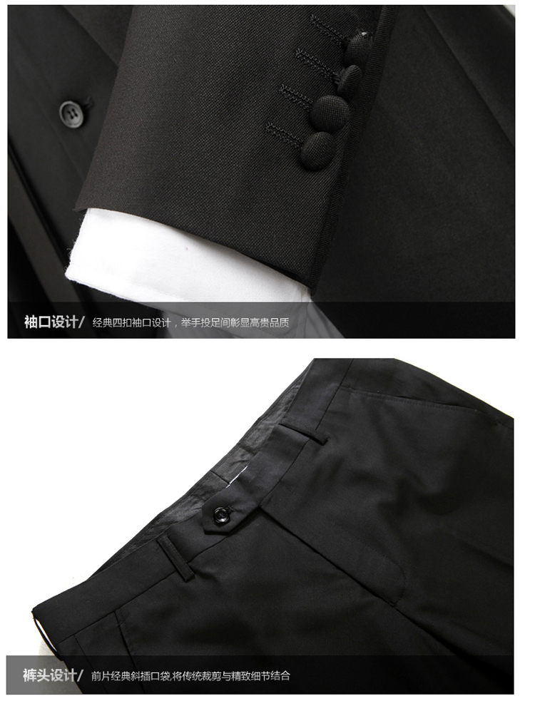 Nam tuxedo Suit tay áo Trình diễn Nhạc trưởng Trang phục Chú rể Váy cưới Ba mảnh Host Suit Nam đồ nam đẹp 2021