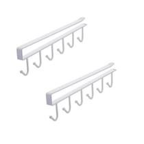 Kitchen traceless punch-free hooks cabinet partition storage rack multi-functional row hooks wardrobe organization iron hooks