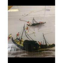 Manufacturers new Chinese style silk glass screen partition landscape painting screen entrance door wire custom tempered art
