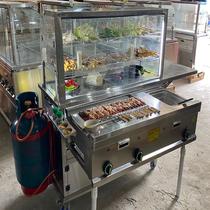 Mobile fried griddle snack cart multi-functional outdoor dining cart with fryer commercial barbecue mobile fried skewers trolley