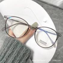 Carefully selected 90045 brown round TR90 Internet celebrity Xiaohongshu popular glasses for women with myopia and anti-blue light one piece