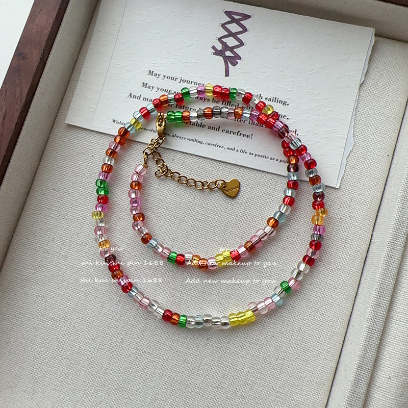 Colorful Neon Necklace for Women, Fashionable Beaded Handmade Versatile Basic Chain, Layered Chain for Autumn and Winter Atmosphere Sweater Chain Colorful Neon Necklace for Women, Fashionable Beaded Handmade Versatile Basic Chain, Layered Chain for Autumn and Winter Atmosphere Sweater Chain