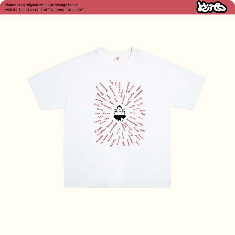 Hunoo Korean Style Fun Hand-Painted Cartoon Print Short-Sleeved T-Shirt for Women Summer Stylish Niche Versatile Pure Cotton Top