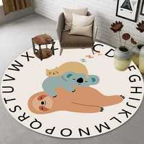 Cute childrens room living room crystal velvet floor mat Nordic style round letter carpet living room bedroom