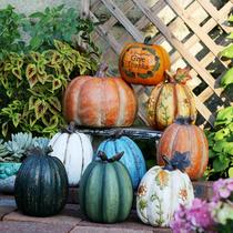 Garden Decoration Courtyard Resin Large Pumpkin Lawn Ornament Retro Halloween Garden Landscape Sketch Photo Guide