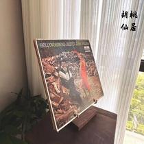 Vinyl record rack walnut record CD display rack retro brass solid wood display bracket CD storage storage rack