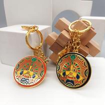Rock painting Sun God turnable disc metal keychain exquisite cultural and creative commemorative gift
