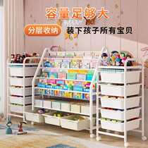 Movable bookshelf picture book rack childrens toy storage box organizer baby bookcase floor-standing simple bedroom storage rack