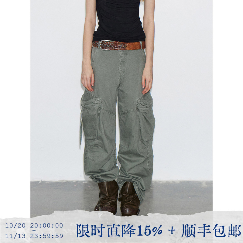 Tearocea* All-Cotton Twill Washed Vintage Work Pants Loose Fit Three-Dimensional Cut Casual Pants Versatile Women's Pants Tearocea* All-Cotton Twill Washed Vintage Work Pants Loose Fit Three-Dimensional Cut Casual Pants Versatile Women's Pants