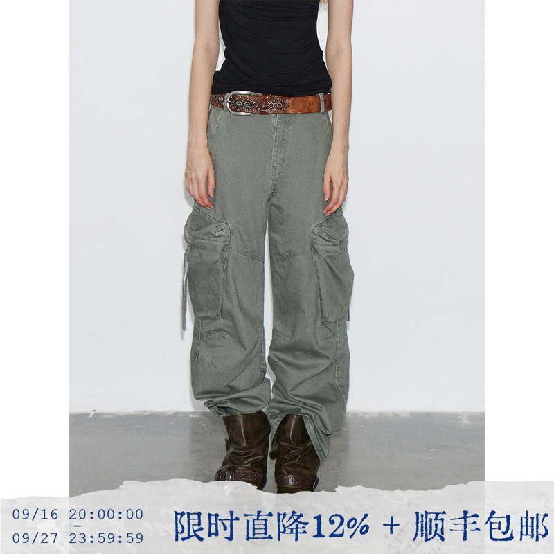 Tearocea* All-Cotton Twill Washed Vintage Work Pants Loose Fit Three-Dimensional Cut Casual Pants Versatile Women's Pants