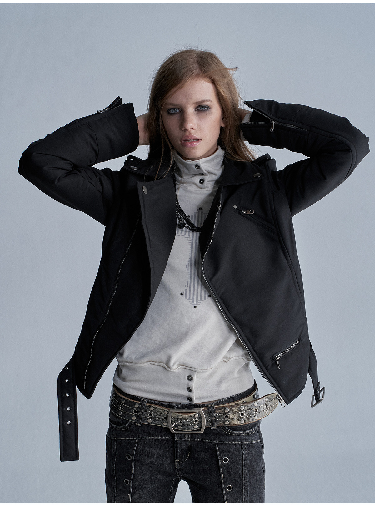 wear And tear Asymmetric Belted Punk Padded Jacket