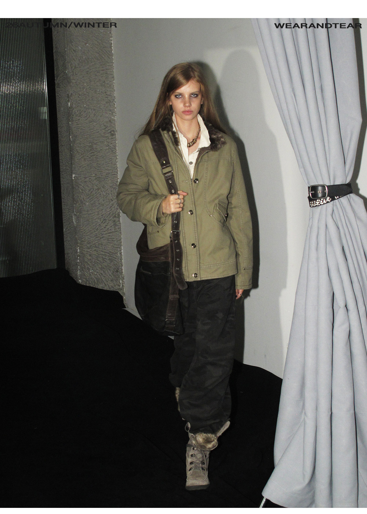 wear And tear Distressed Metal-Button Fleece-Lined Jacket