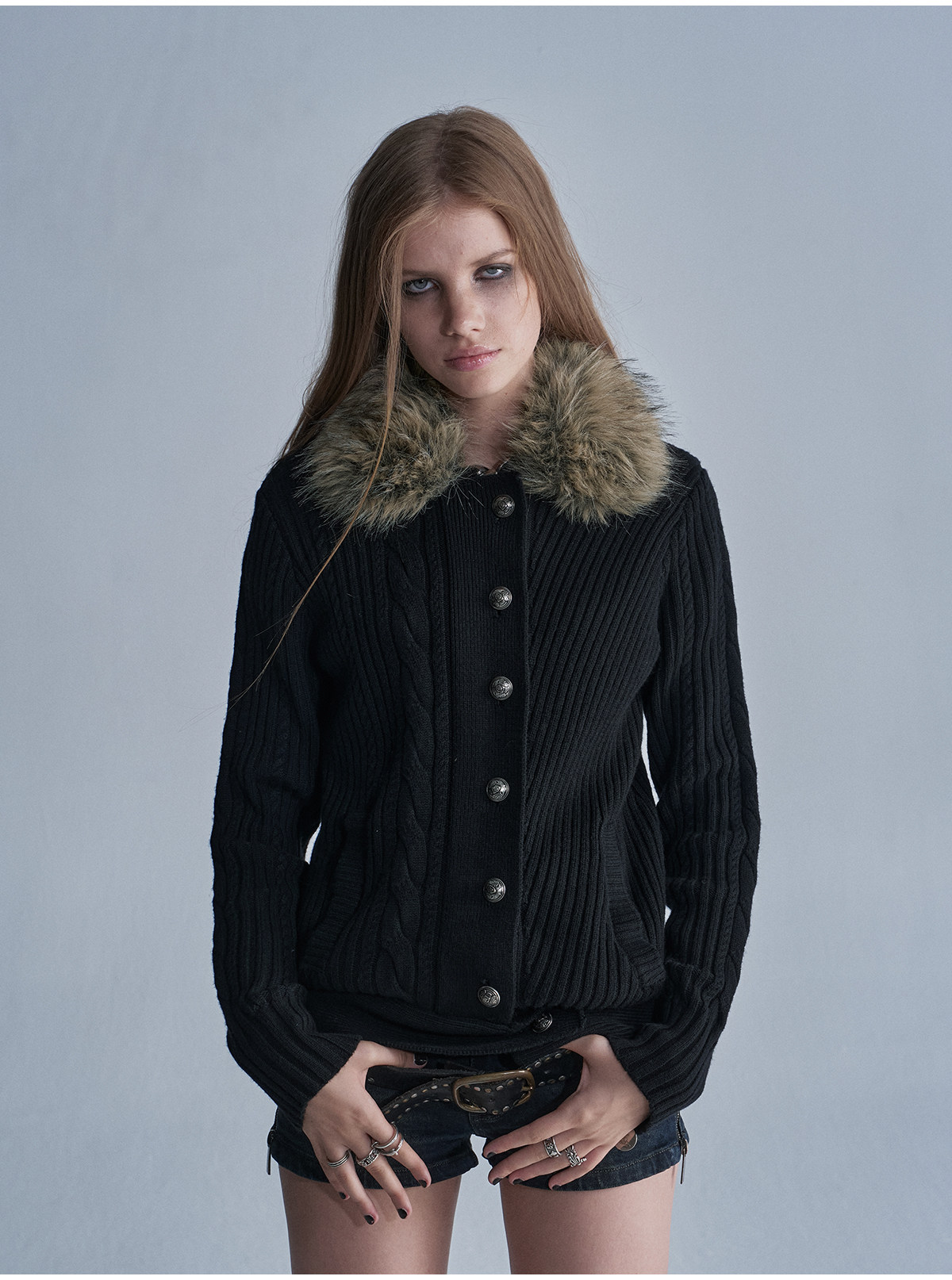 wear And tear Asymmetric Cable-Knit Zip Cardigan