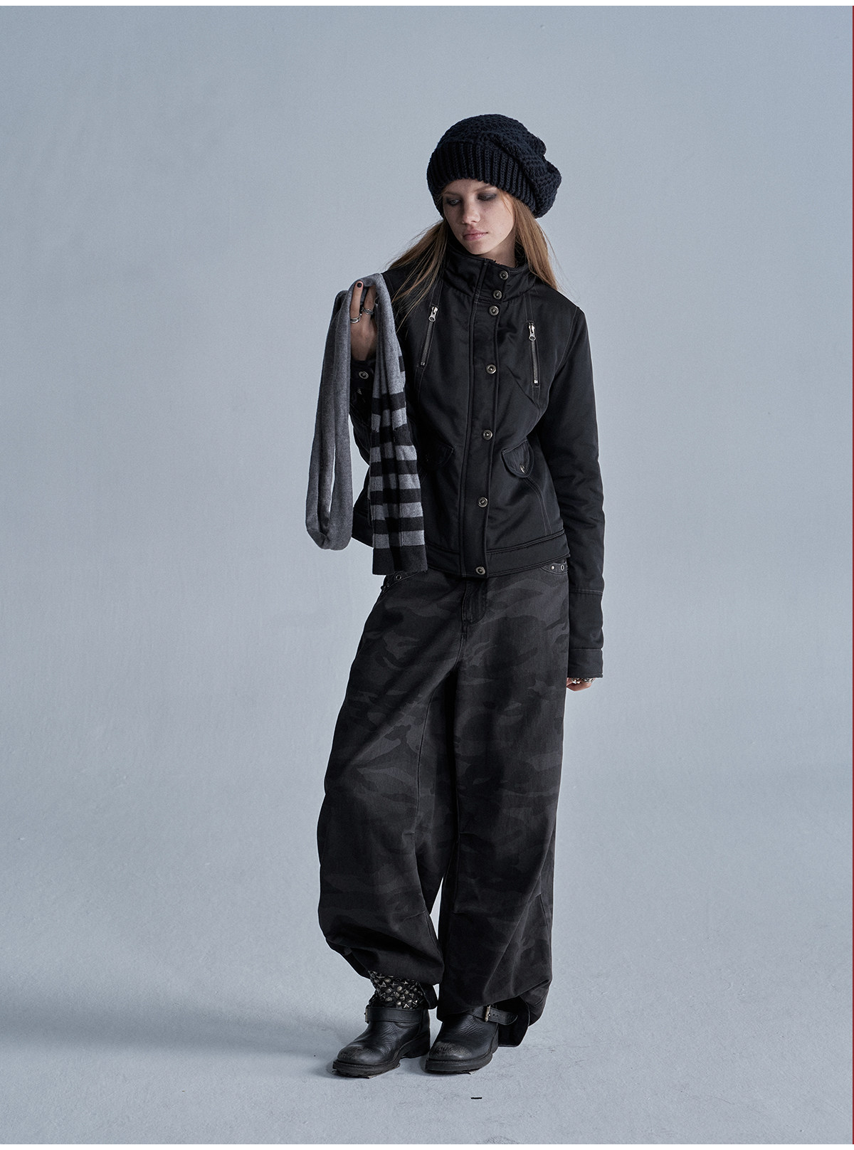 wear And tear Stand Collar Zip-Up Padded Jacket