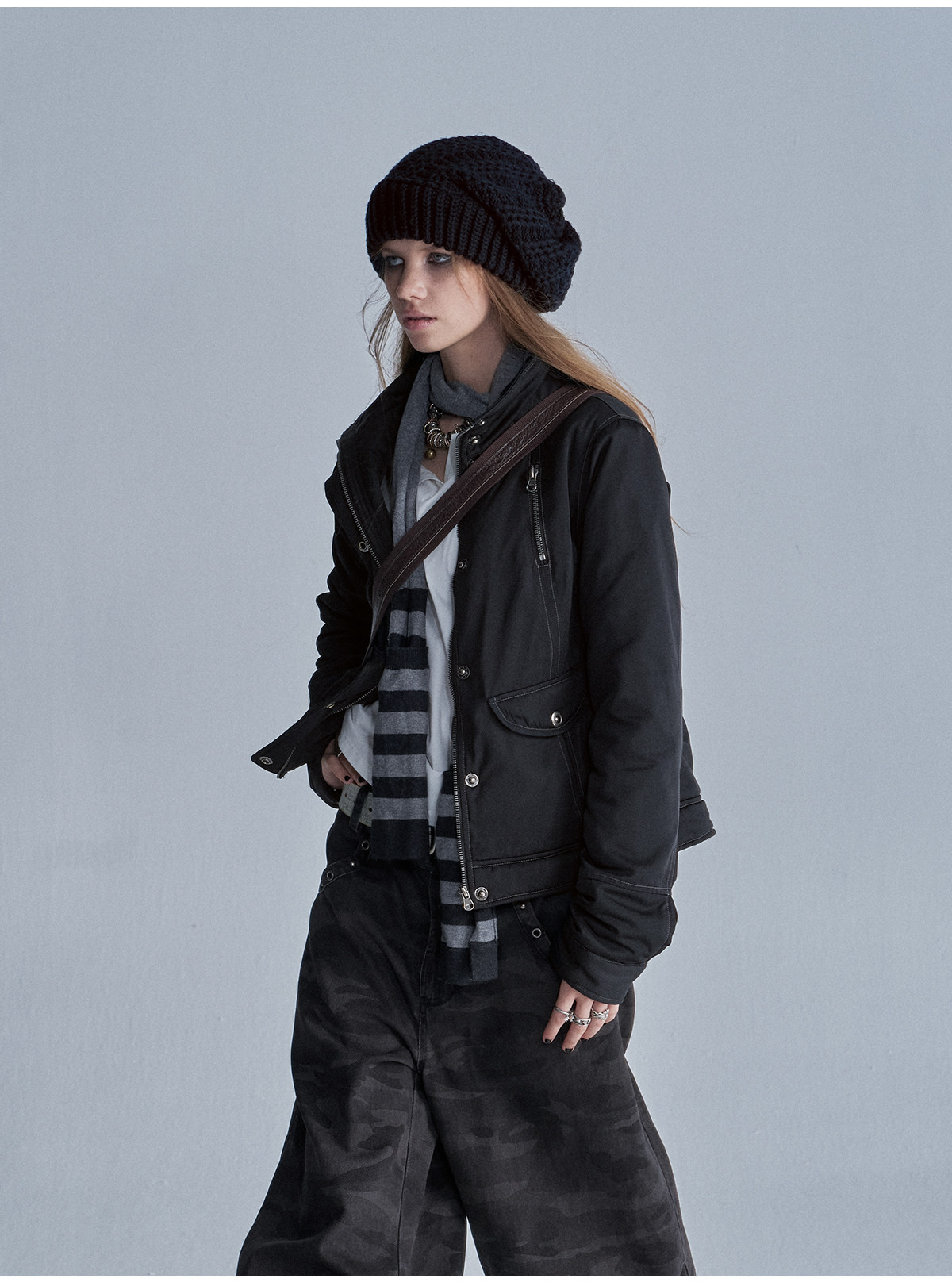 wear And tear Stand Collar Zip-Up Padded Jacket
