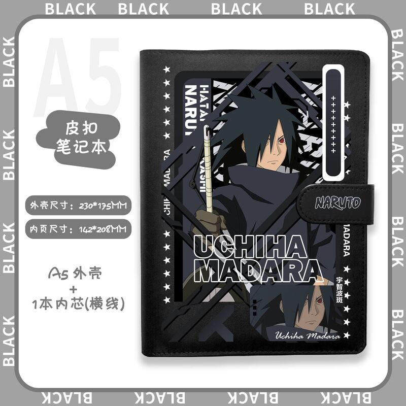Naruto Uchiha Sasuke Obito Madara Naruto Deidara Loose-Leaf Notebook A5 Leather Buckle Notebook