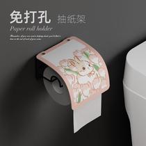ins cute cute rabbit bathroom roll paper holder roll paper box punch-free tissue box paper holder toilet toilet wall