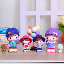 Cartoon doll home furnishings family portrait childrens room decoration living room small furnishings home desktop creative doll new