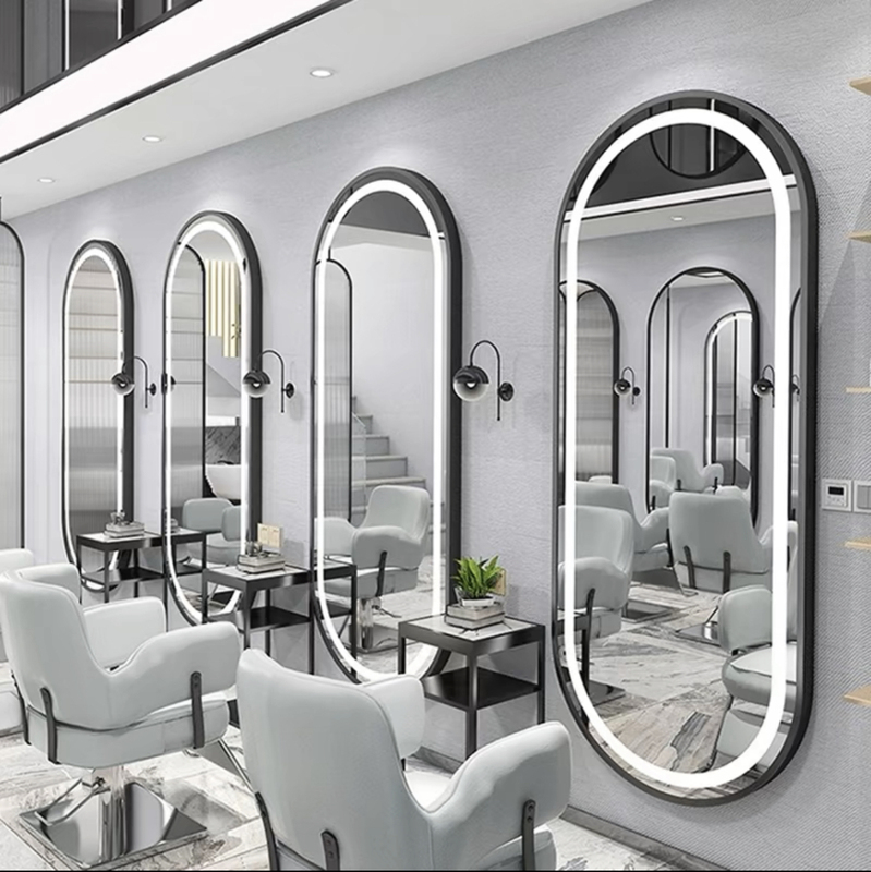 Internet Celebrity Popular Barber Shop Mirror Hair Salon Special Mirror with Led Light Wall Hanging Single-Sided High-Definition Hair Salon Mirror Internet Celebrity Popular Barber Shop Mirror Hair Salon Special Mirror with Led Light Wall Hanging Single-Sided High-Definition Hair Salon Mirror