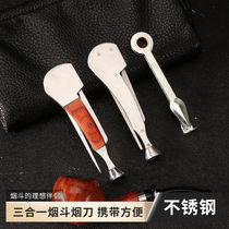 Pipe Accessories Stainless Steel Three-in-One Cigarette Knife Multifunctional Pipe Cleaning Tool Press Rod Needle Scraper