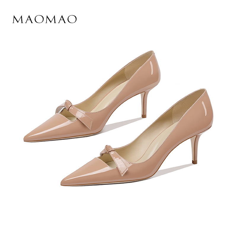 【Cat×Pure Desire Classic】2025 Spring New Style Shallow Nude Pointed Toe Stiletto Patent Leather High Heel Pumps for Women 【Cat×Pure Desire Classic】2025 Spring New Style Shallow Nude Pointed Toe Stiletto Patent Leather High Heel Pumps for Women