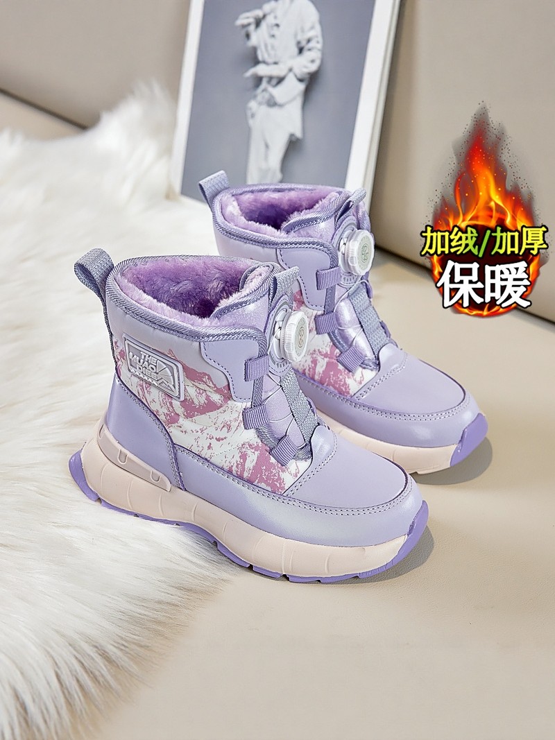 Girls' Snow Boots 2025 Winter New Style Children's Cotton Shoes for Older Girls, Fur-Lined and Fleece-Lined Large Cotton Boots