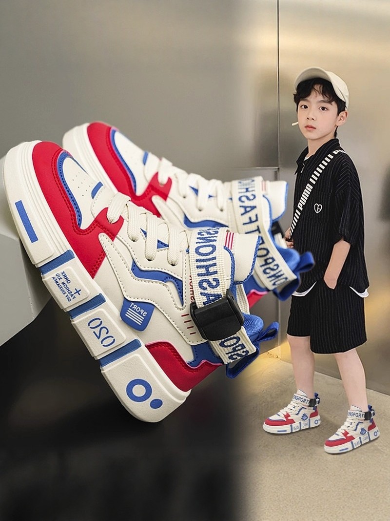 Children's Sports Shoes 2026 New Winter High-Top Sneakers for Boys, Boys' Medium and Large Children's Fleece-Lined Versatile Casual Cotton Shoes