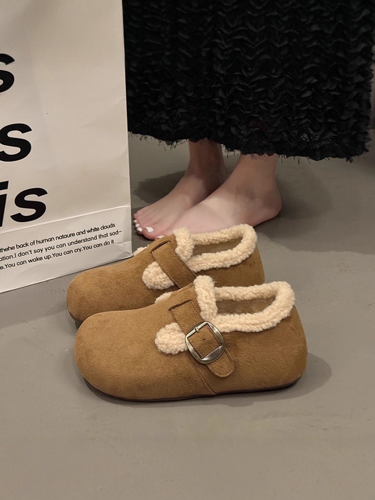 Girls' Fleece-Lined Birkenstock Shoes 2025 Winter New Waterproof Non-Slip Lamb Wool Northeast Cotton Shoes Children's Snow Boots