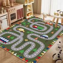 Cartoon childrens room carpet transportation track parking lot crystal velvet carpet puzzle game crawling mat cross-border shipping