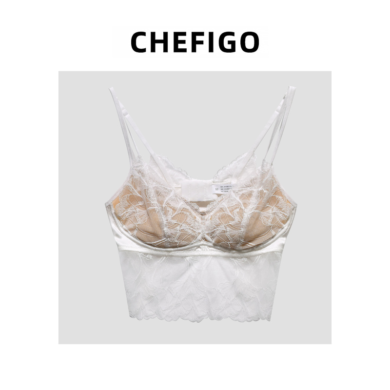 [Partly in Stock] Lace Mulberry Silk Thin Layered Camisole with Built-In Bra Pads for Small Busts Chefigo
