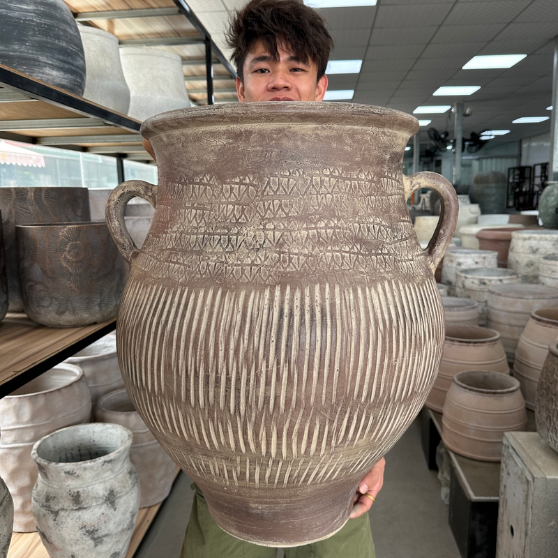 Large Clay Pot, Song-Style Aesthetics, New Chinese Style, Southern French Style, Zen Style, Villa Courtyard, Guesthouse, Cafe, Camp, Large Flower Pot
