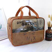 PU transparent toiletry bag for women large-capacity waterproof cosmetic bath bag mens portable bath bag travel storage bag