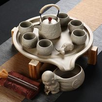 Taiwan old rock mud coarse pottery automatic tea set household stone grinding tea tray tea set Internet celebrity Kuaishou special price Kung Fu tea