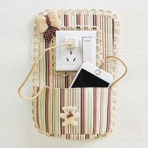 Korean wood grain switch sticker fabric wall sticker switch cover dust cover decorative cover socket cover socket sticker