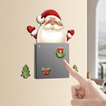 New Christmas Series Cartoon Santa Claus Garland Snowman Switch Sticker Bedroom Living Room Switch Decorative Wall Sticker