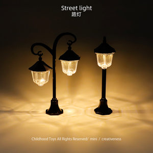 Mini Street Lamp Can Light Up, Street Lamp Model, Micro Landscape, Scene Decoration, Artificial Toy, Dollhouse Small Ornaments