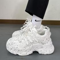 Mens shoes ins trendy shoes new lace-up retro graffiti dad shoes thick sole heightening couple versatile casual sports shoes