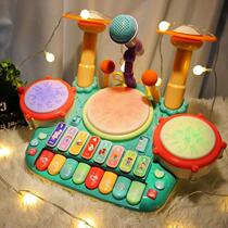 Childrens mini piano and drum set two-in-one beginners drumming toy for boys aged 3-6 years old infants