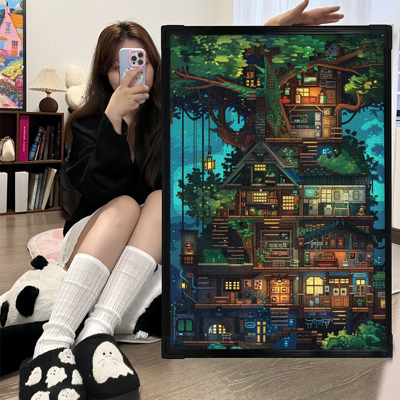 Terraria Puzzle with Frame, Two-Dimensional Game Merchandise, High-Difficulty Adult Stress-Relief Assembly Toy, Wooden Display Piece