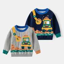 2024 new autumn and winter childrens clothing boys bear latu jacquard bottoming sweater boys double-layer cotton sweater