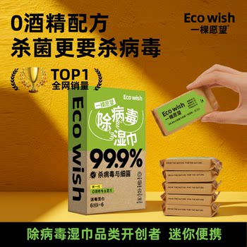 [Influenza a and B H3N2]Ecowish Virus Removal Wipes 6 Sheets/Pack Portable Alcohol-Free Influenza a and B Disinfection