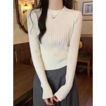 Chic slim fit round neck bottoming shirt for women spring and autumn 2024 new style sweater with long-sleeved sweater top